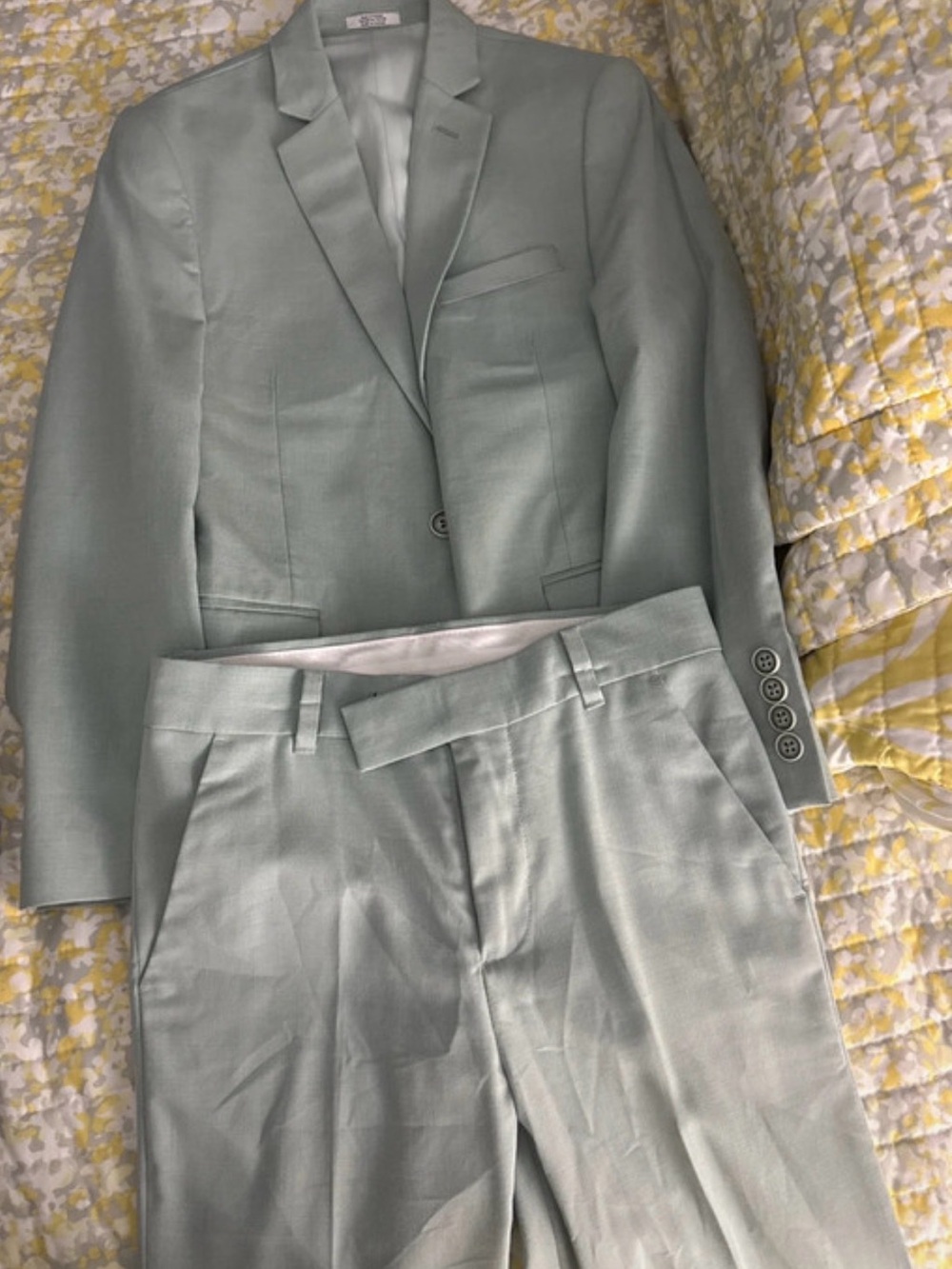 Calvin Klein Light Sage Green Two-Piece Suit Jacket & Trousers